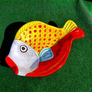 VIETRI PESCI COLORATI FIGURAL FISH PLATTER Terra Bianca Handpainted Italy 18"